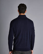 Load image into Gallery viewer, England Rugby Red Rose Merino Zip Neck Sweater - Navy