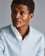 Load image into Gallery viewer, Merino V-Neck Sweater - Light Blue