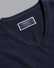 Load image into Gallery viewer, Merino V-Neck Sweater - Navy