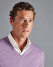 Load image into Gallery viewer, Merino V-Neck Sweater - Mauve Purple Melange