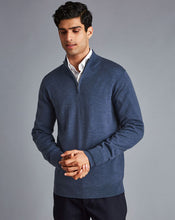 Load image into Gallery viewer, Merino Zip Neck Sweater - Indigo Melange