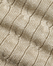 Load image into Gallery viewer, Merino Linen Cable Knit Crew Neck Sweater - Stone