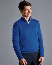 Load image into Gallery viewer, Merino Zip Neck Sweater - Ocean Blue