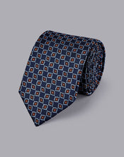 Load image into Gallery viewer, Stain Resistant Floral Silk Tie - Indigo Blue