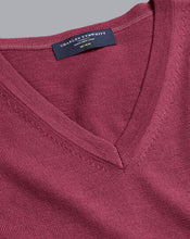 Load image into Gallery viewer, Merino V-Neck Sweater - Dark Pink