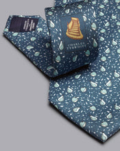 Load image into Gallery viewer, Apples and Pears Print Silk Tie - Pale Teal Green
