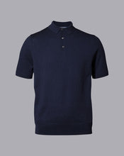 Load image into Gallery viewer, Merino Short Sleeve Polo Sweater - Navy