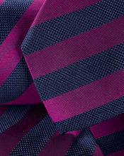 Load image into Gallery viewer, Silk Stripe Classic Tie - Berry & Navy