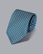 Load image into Gallery viewer, Silk Geometric Print Tie - Blue & Red