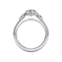 Load image into Gallery viewer, Ritani Three-Stone Halo Diamond Band Engagement Ring Style: 1RZ3701