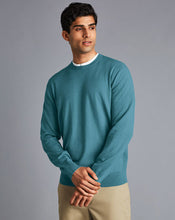 Load image into Gallery viewer, Merino Crew Neck Sweater - Teal Melange