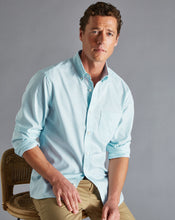 Load image into Gallery viewer, Button-Down Collar Non-Iron Cotton Stretch Oxford Shadow Check Shirt - Teal Green