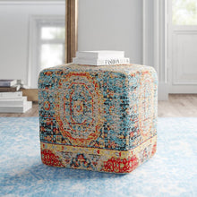 Load image into Gallery viewer, Cheekwood 18'' Wide Square Abstract Pouf Ottoman