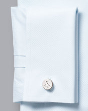Load image into Gallery viewer, Enamel Round Lapwing Cufflinks - Silver Grey