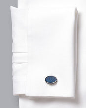 Load image into Gallery viewer, Enamel Textured Oval Cufflinks - Royal Blue