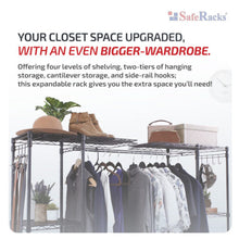 Load image into Gallery viewer, Expandable 4-Tier Garment Rack | Double Rod | 80″ x 14″ x 72″