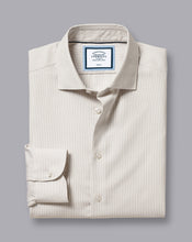 Load image into Gallery viewer, Semi-Spread Collar Non-Iron Cotton Linen Stripe Shirt - Stone