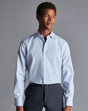 Load image into Gallery viewer, Semi-Spread Collar Non-Iron Cotton Linen Prince of Wales Check Shirt - Sky Blue