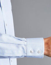 Load image into Gallery viewer, Non-Iron Twill Mini Grid Check Shirt - Cornflower Blue