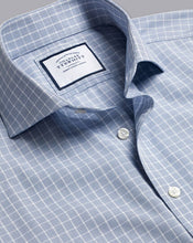 Load image into Gallery viewer, Spread Collar Non-Iron Fine Check Shirt - Petrol Blue