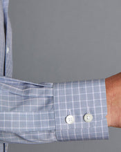 Load image into Gallery viewer, Spread Collar Non-Iron Fine Check Shirt - Petrol Blue