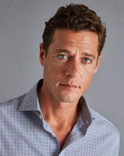 Load image into Gallery viewer, Spread Collar Non-Iron Fine Check Shirt - Petrol Blue