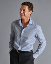 Load image into Gallery viewer, Spread Collar Non-Iron Fine Check Shirt - Petrol Blue
