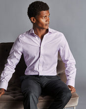 Load image into Gallery viewer, Spread Collar Non-Iron Twill Stripe Shirt - Mauve Purple