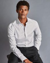 Load image into Gallery viewer, Spread collar Non-Iron Richmond Weave Stripe Shirt - Light Grey