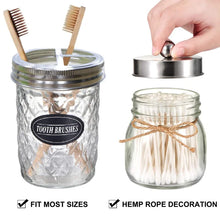 Load image into Gallery viewer, Mason Jars Soap Dispenser Toothbrush Cotton Swab Holder Bathroom Accessory Set