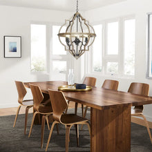 Load image into Gallery viewer, Mcnemar 6 - Light Candle Style Geometric Chandelier with Wrought Iron Accents