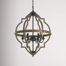Load image into Gallery viewer, Mcnemar 6 - Light Candle Style Geometric Chandelier with Wrought Iron Accents