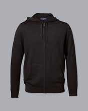 Load image into Gallery viewer, Merino Hooded Zip Through Sweater - Dark Charcoal