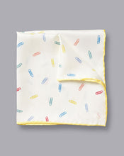 Load image into Gallery viewer, Paper Clip Print Pocket Square - Ivory Multi