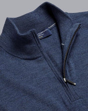 Load image into Gallery viewer, Merino Zip Neck Sweater - Indigo Melange