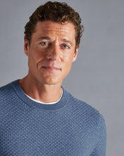 Load image into Gallery viewer, Cotton Merino Textured Crew Neck Sweater - Ocean Blue