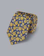 Load image into Gallery viewer, Silk English Luxury Design Tie - Royal Blue & Sunflower