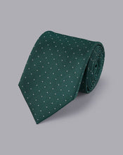Load image into Gallery viewer, Stain Resistant Polka Dot Silk Tie - Teal Green