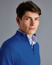 Load image into Gallery viewer, Merino Zip Neck Sweater - Ocean Blue