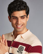 Load image into Gallery viewer, LIMITED EDITION England Rugby Merino Polo Stripe Sweater - Stone