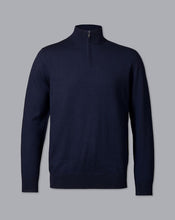 Load image into Gallery viewer, Merino Zip Neck Sweater - Navy