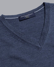 Load image into Gallery viewer, Merino V-Neck Sweater - Indigo Melange
