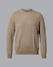Load image into Gallery viewer, Cashmere Cable Knit Crew Neck Sweater - Oatmeal