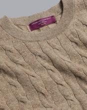 Load image into Gallery viewer, Cashmere Cable Knit Crew Neck Sweater - Oatmeal