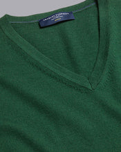 Load image into Gallery viewer, Merino V-Neck Sweater - Dark Green