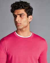 Load image into Gallery viewer, Merino Crew Neck Sweater - Bright Pink