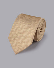 Load image into Gallery viewer, Stain Resistant Herringbone Silk Tie - Tan