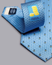 Load image into Gallery viewer, Bees and Honey Print Silk Tie - Cornflower Blue