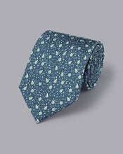 Load image into Gallery viewer, Apples and Pears Print Silk Tie - Pale Teal Green