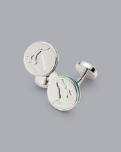 Load image into Gallery viewer, Enamel Round Lapwing Cufflinks - Silver Grey